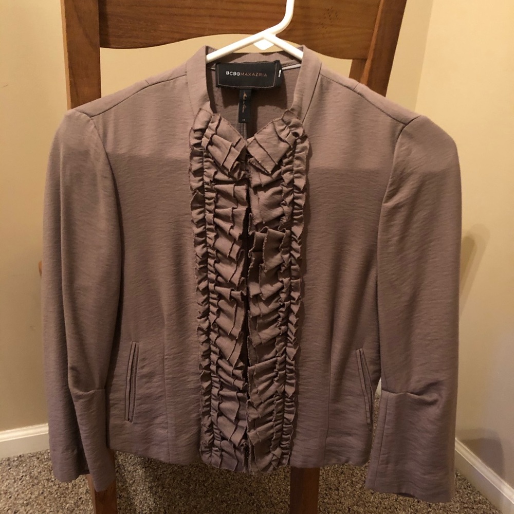 BCBGMaxAzria Mocha Ruffle Jacket